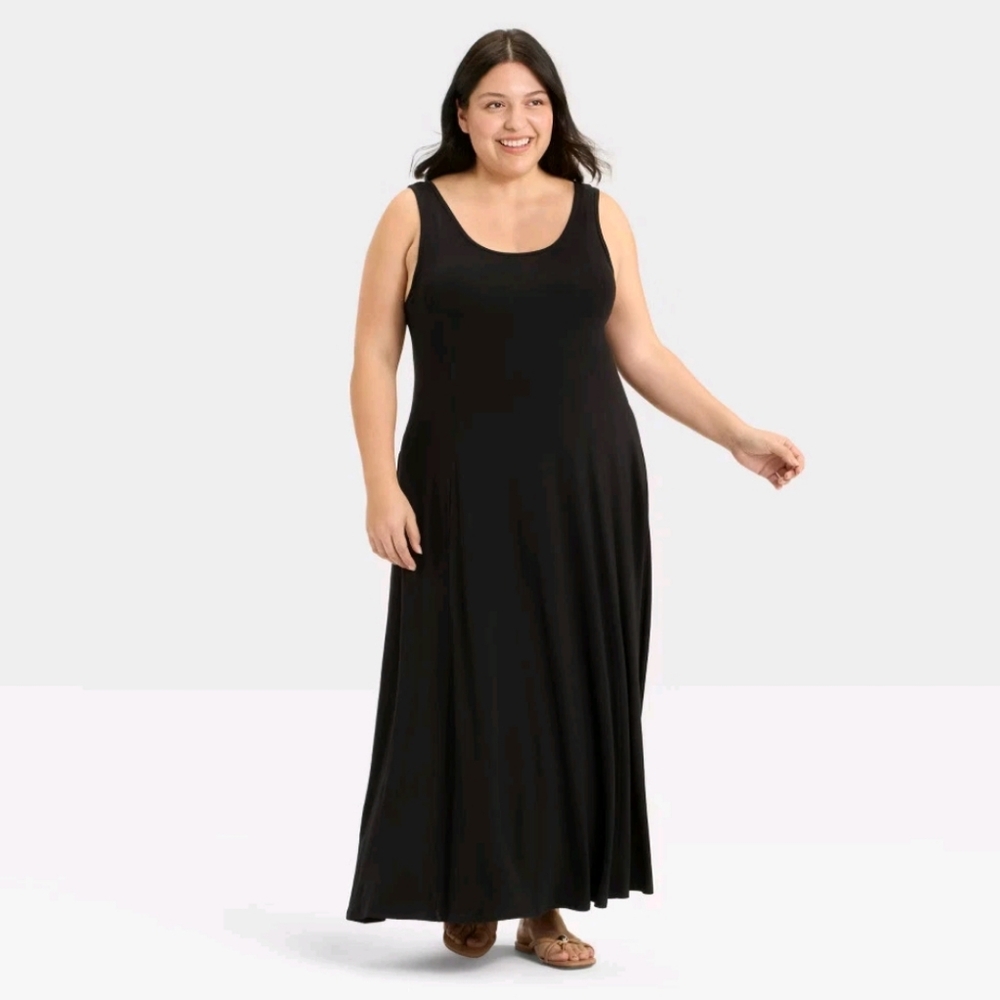 NWT Black Sleeveless A-Line Maxi Dress 1X